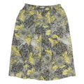Womens Black & Yellow Paisley Floral Printed Pleated Midi Polyester Skirt M