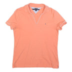 TOMMY HILFIGER Womens Peach Polo Shirt M Cotton Blend Short Sleeve Plain