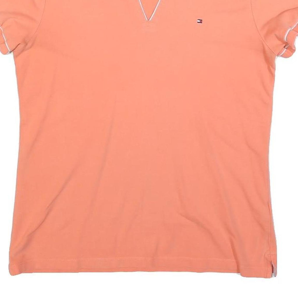 TOMMY HILFIGER Womens Peach Polo Shirt M Cotton Blend Short Sleeve Plain