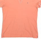 TOMMY HILFIGER Womens Peach Polo Shirt M Cotton Blend Short Sleeve Plain