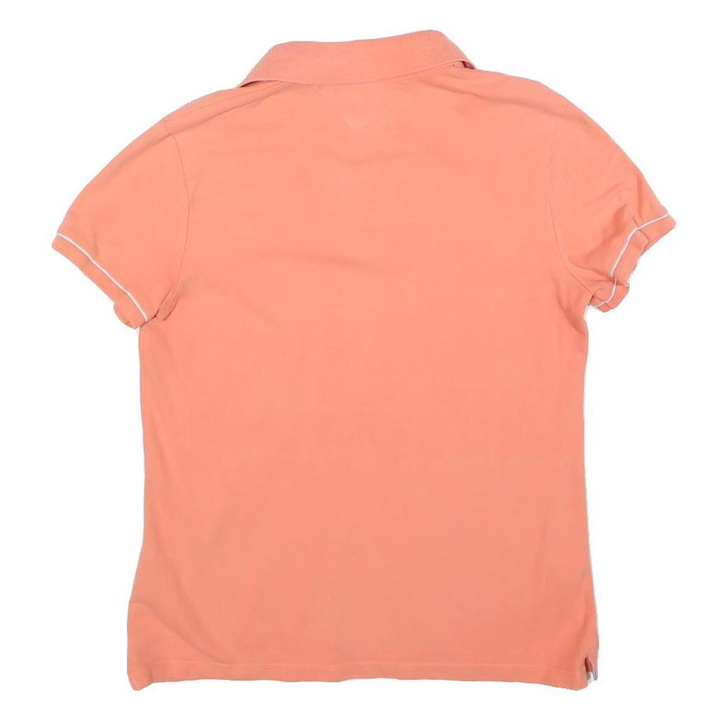 TOMMY HILFIGER Womens Peach Polo Shirt M Cotton Blend Short Sleeve Plain
