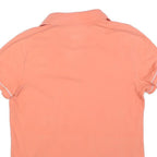 TOMMY HILFIGER Womens Peach Polo Shirt M Cotton Blend Short Sleeve Plain