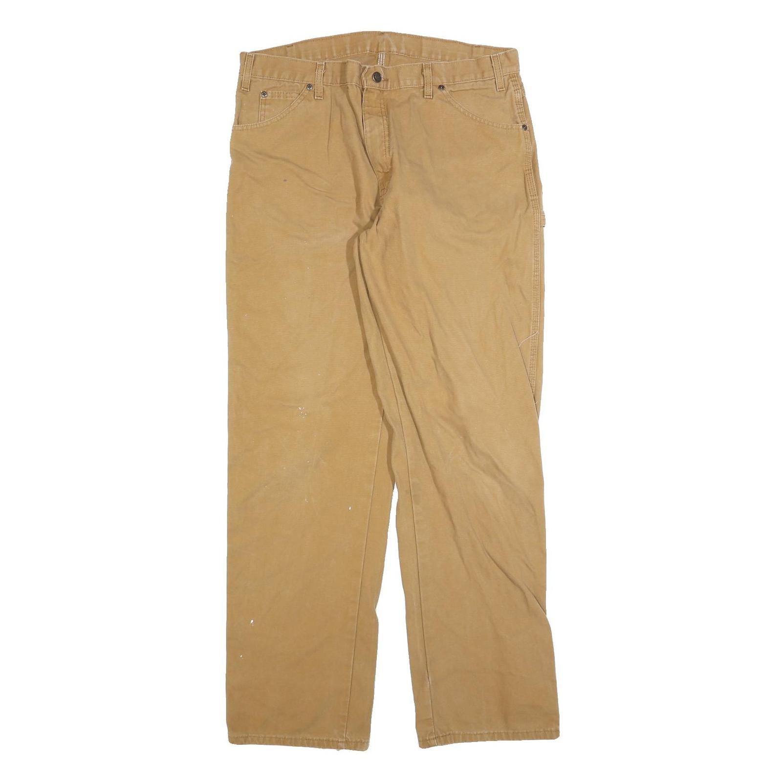 DICKIES Mens Regular Fit Beige Jeans Cotton Blend Zip W36 L34 Workwear Classic