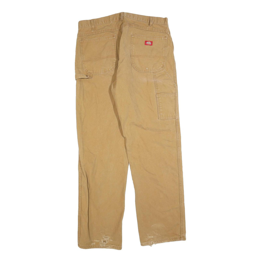 DICKIES Mens Regular Fit Beige Jeans Cotton Blend Zip W36 L34 Workwear Classic