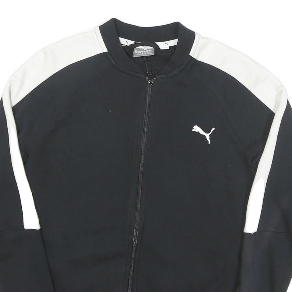 PUMA Womens Black & White Casual Jacket UK 10 Cotton Blend Plain Zip Athletic