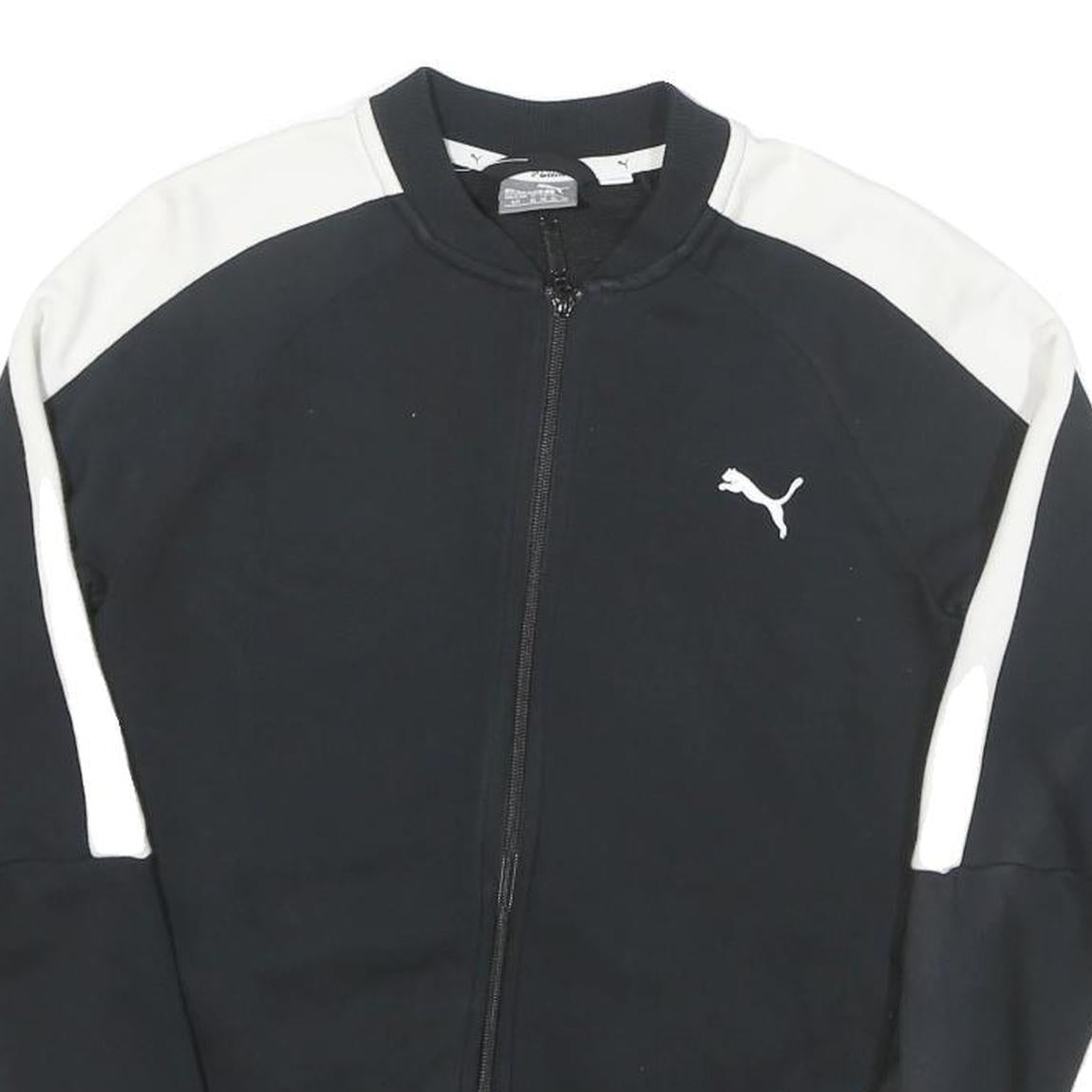 PUMA Womens Black & White Casual Jacket UK 10 Cotton Blend Plain Zip Athletic
