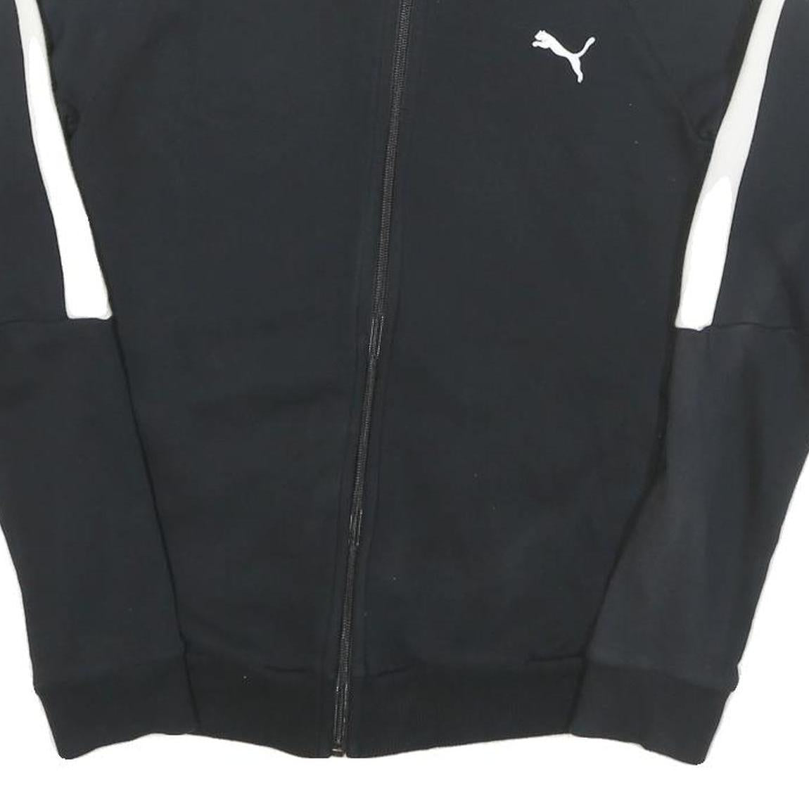 PUMA Womens Black & White Casual Jacket UK 10 Cotton Blend Plain Zip Athletic