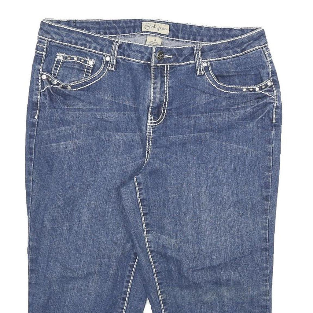 EARL JEAN Womens Denim Blue Casual Shorts XL W32 Embellished Pockets Cuffed