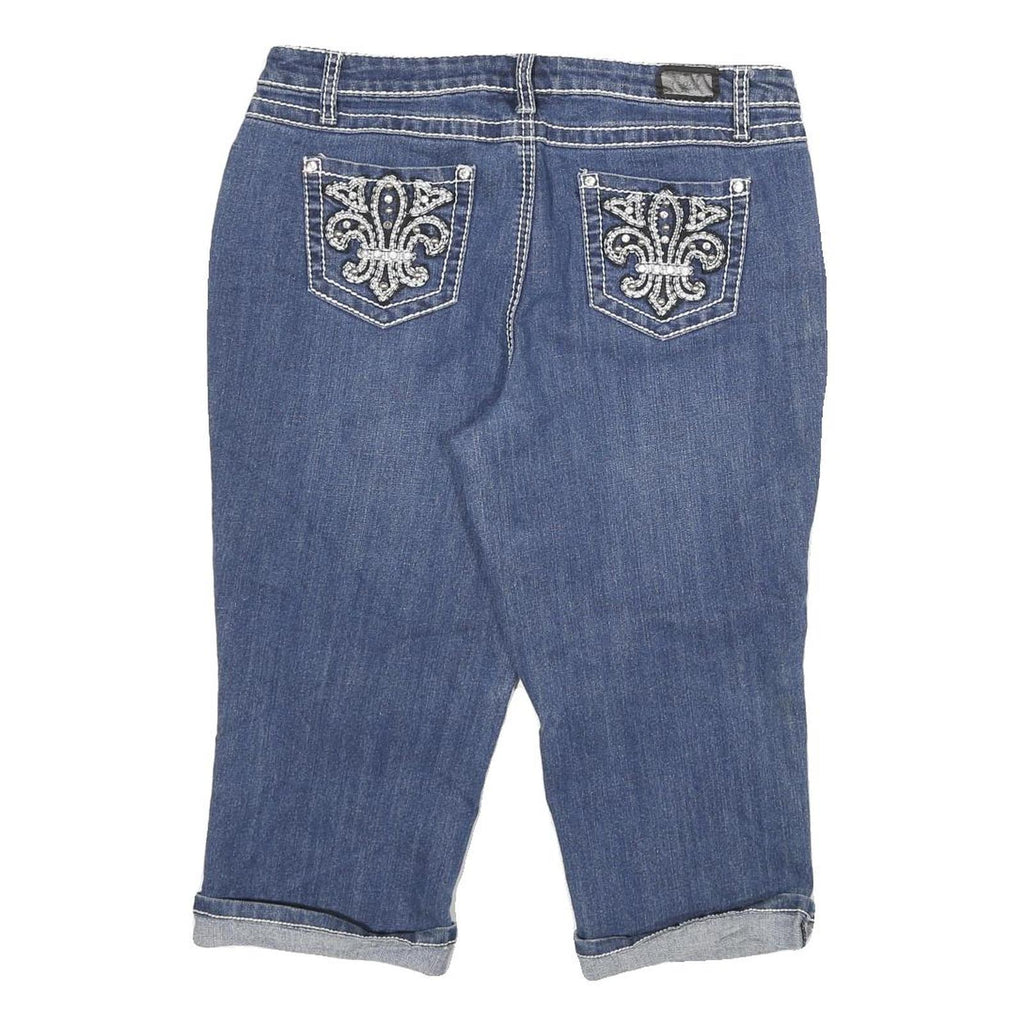 EARL JEAN Womens Denim Blue Casual Shorts XL W32 Embellished Pockets Cuffed