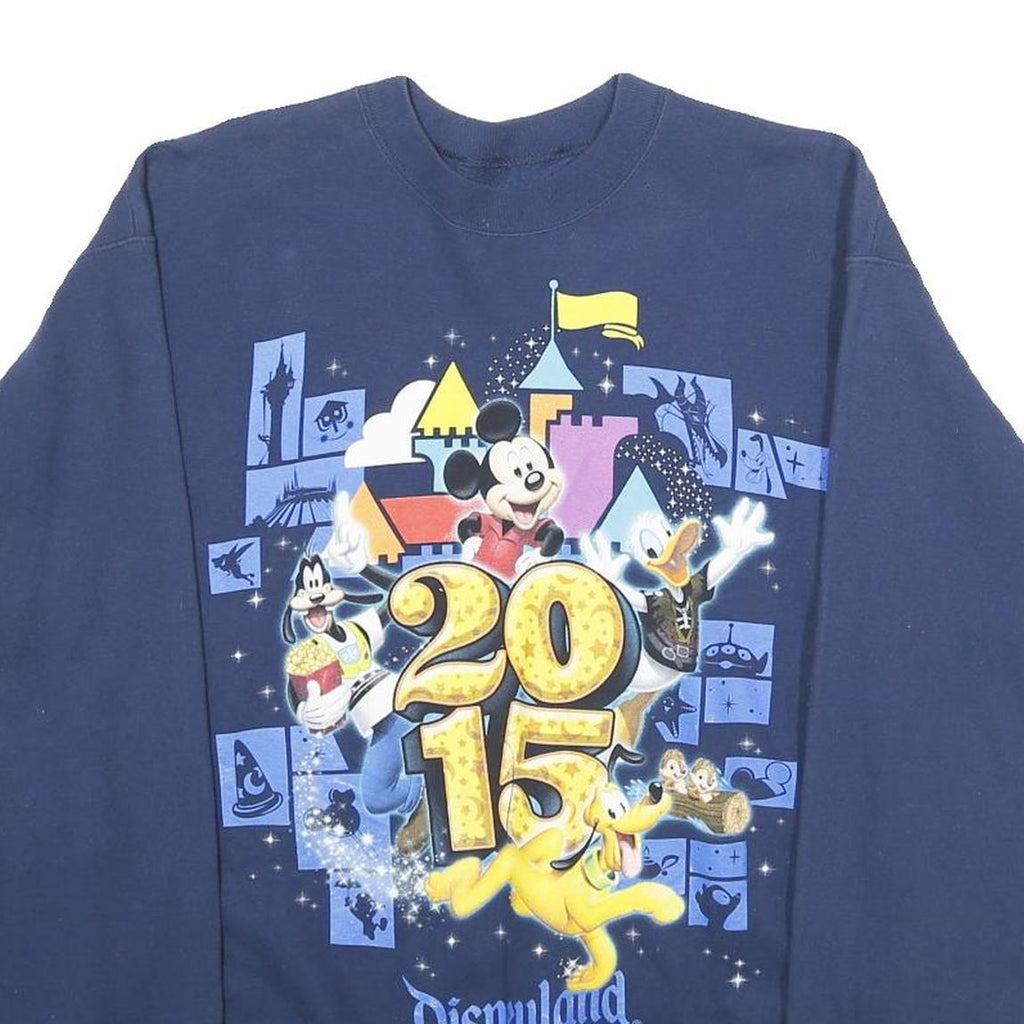 WALT DISNEY Mens Navy Blue Disneyland Resort Crew Neck S 2015 Graphic Sweatshirt