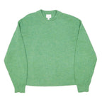 H&M Womens Green Plain Wool Blend Jumper Crew Neck Basic Knit S Lightweight Soft