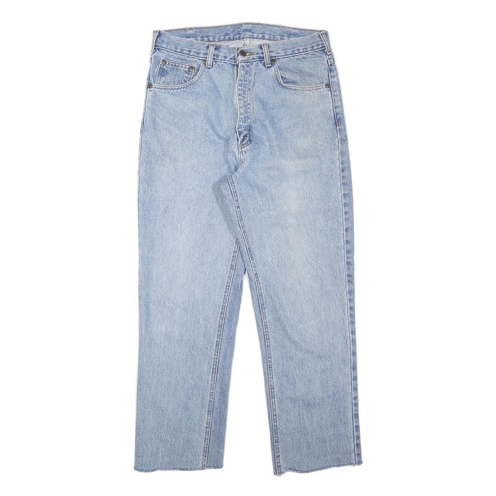 CARHARTT Mens Jeans Blue Regular Straight Denim Light W30 L27 Zip Cotton Blend