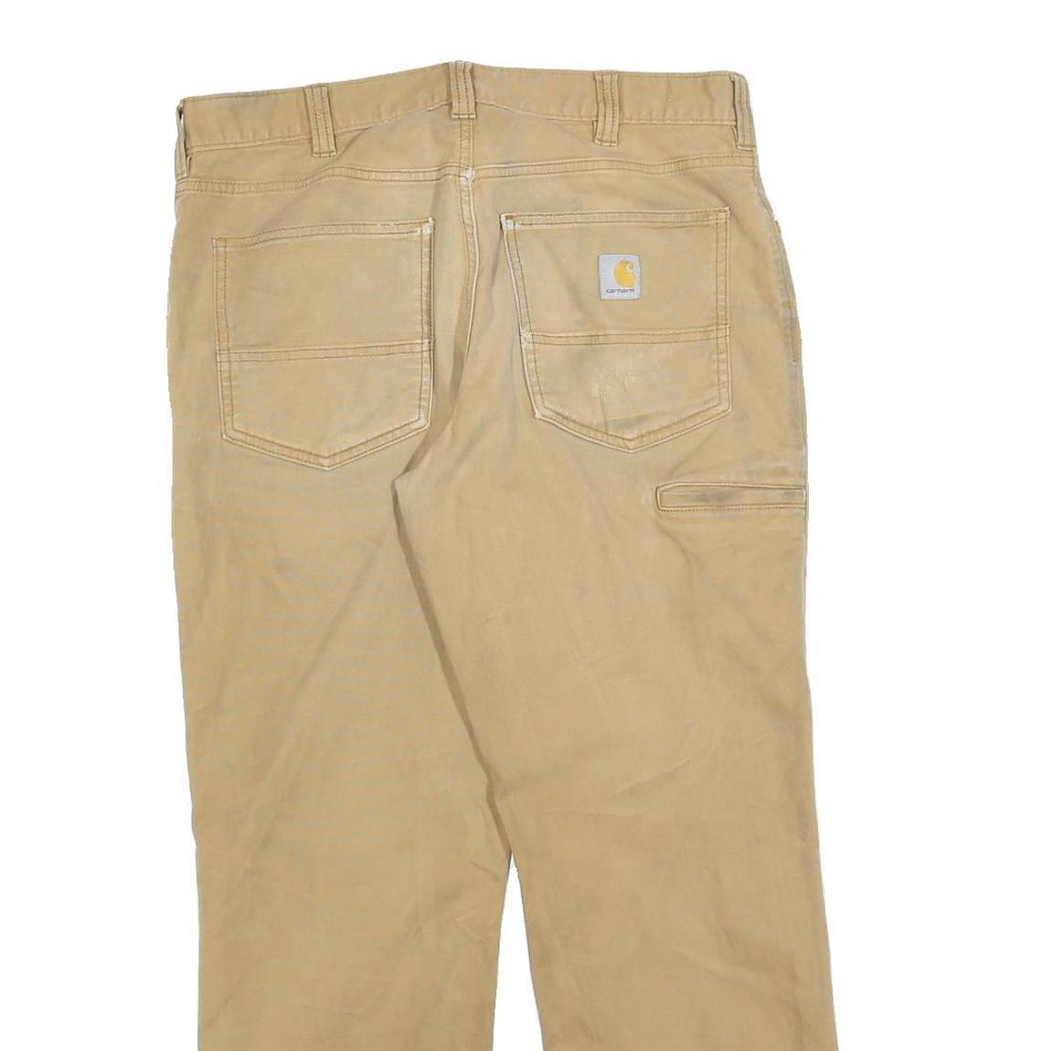 CARHARTT Mens Jeans Beige Relaxed Straight Denim Medium W34 L30 Workwear Durable