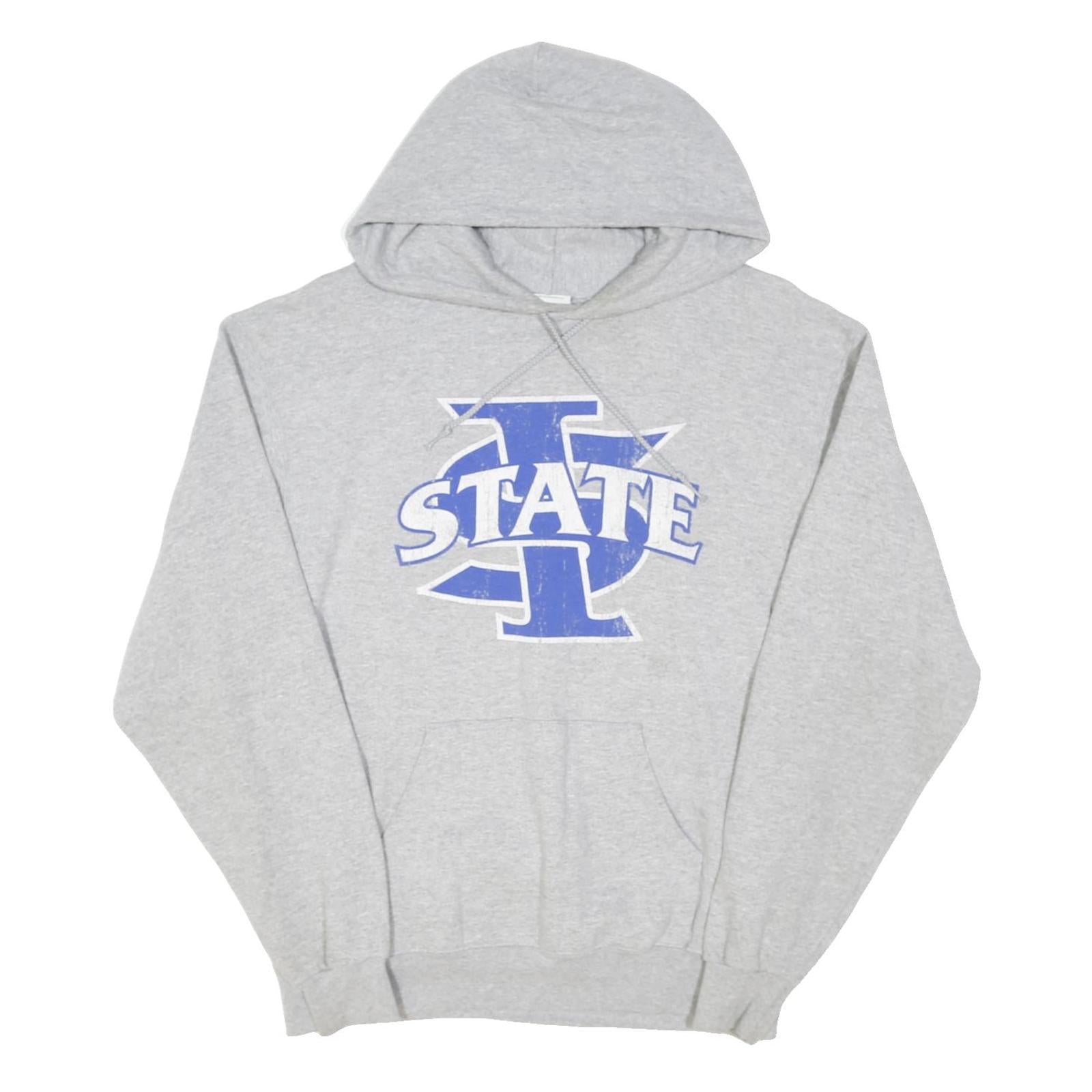 CHAMPION Mens Grey State Logo Pullover Hoodie M Cotton Blend Casual