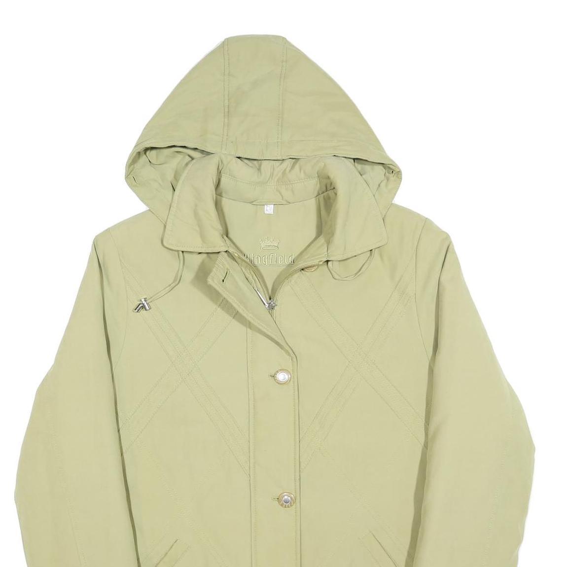 KINGFIELD Womens Beige Zip Jacket S Polyester Blend Hooded Casual Outdoor