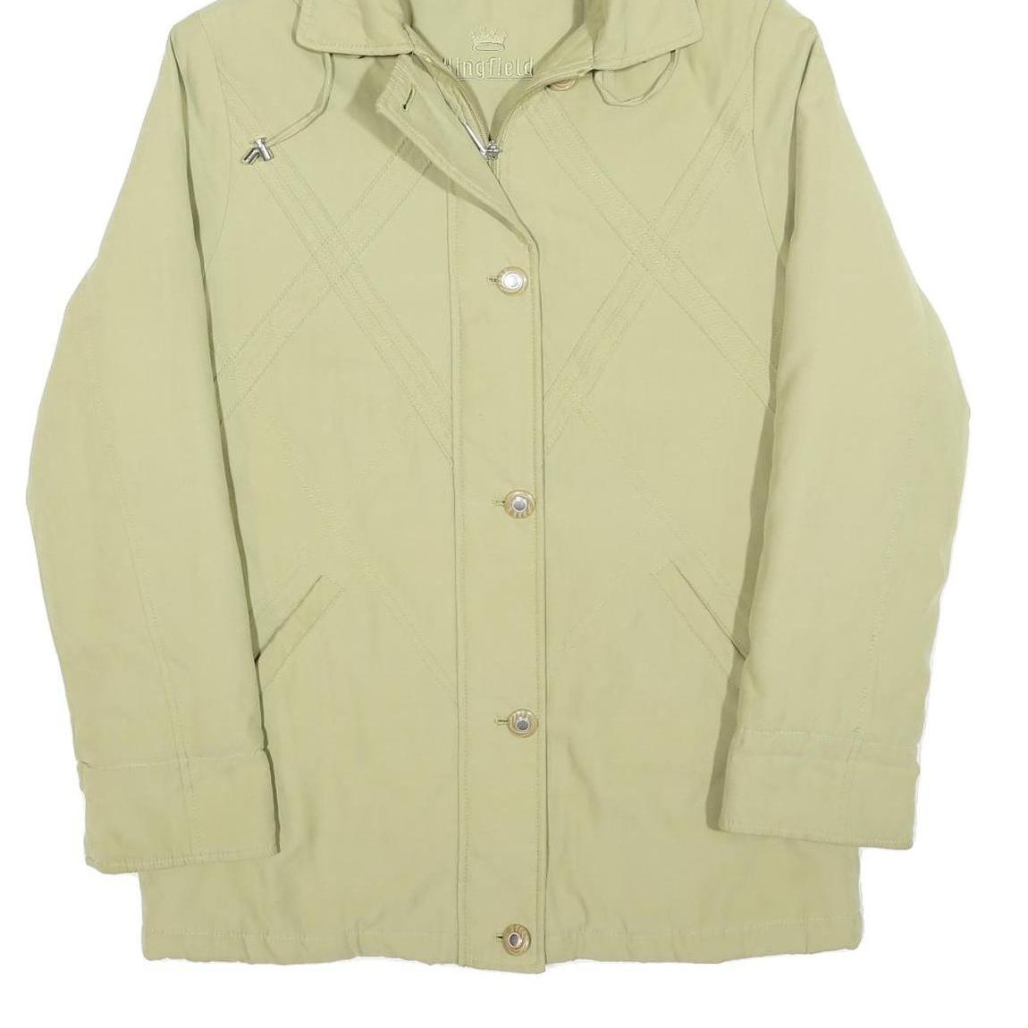 KINGFIELD Womens Beige Zip Jacket S Polyester Blend Hooded Casual Outdoor