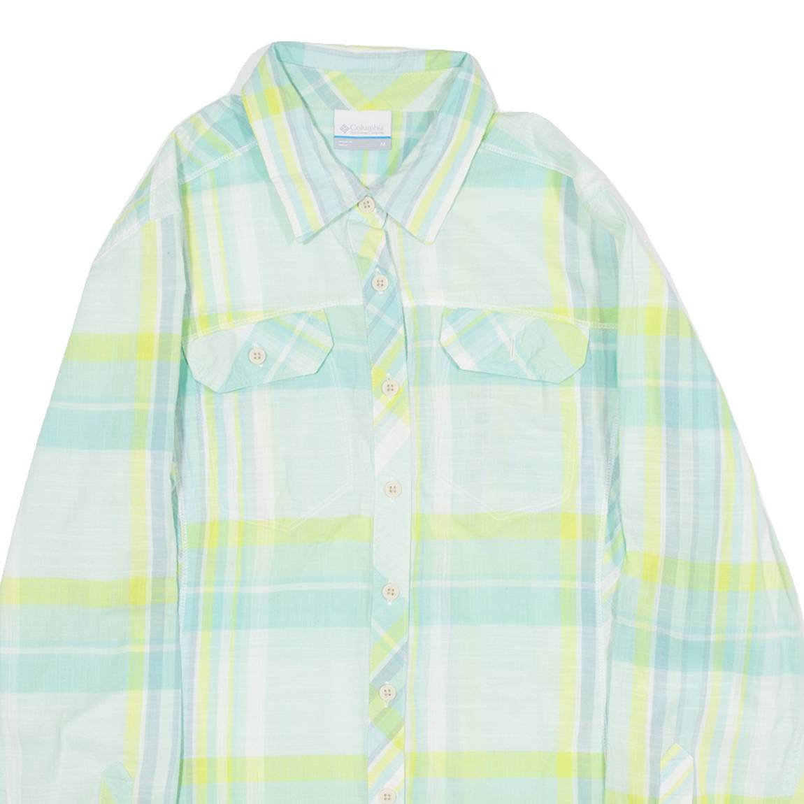 COLUMBIA Womens Shirt Green Check Long Sleeve M
