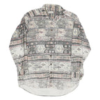 HESS MATTER Mens Beige Pattern Shirt L Cotton Blend Long Sleeve Casual