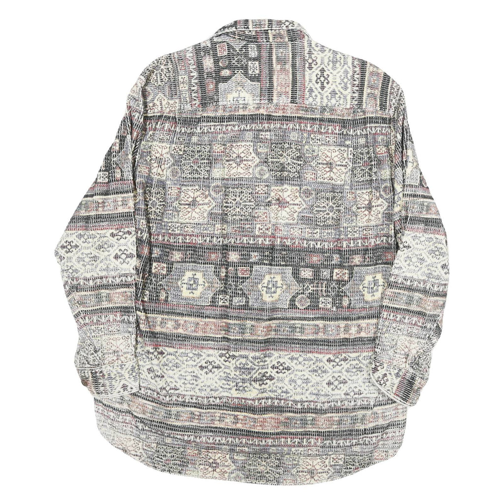 HESS MATTER Mens Beige Pattern Shirt L Cotton Blend Long Sleeve Casual