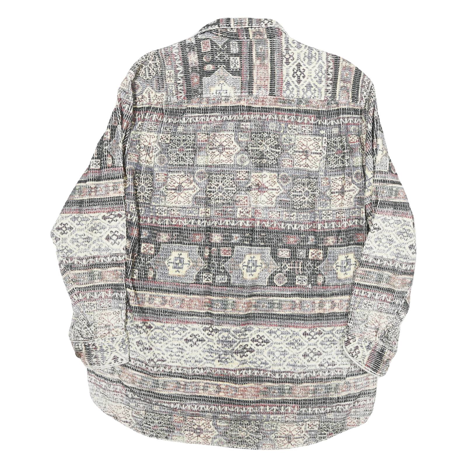 HESS MATTER Mens Beige Pattern Shirt L Cotton Blend Long Sleeve Casual