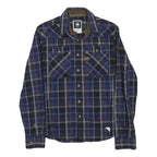 G-STAR Mens Blue & Black Check Shirt M Casual Cotton Long Sleeve Button