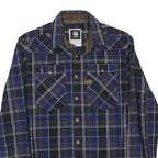 G-STAR Mens Blue & Black Check Shirt M Casual Cotton Long Sleeve Button