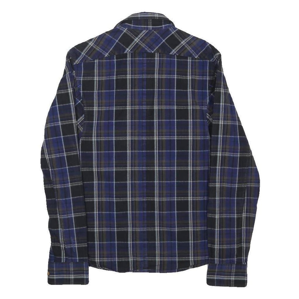 G-STAR Mens Blue & Black Check Shirt M Casual Cotton Long Sleeve Button