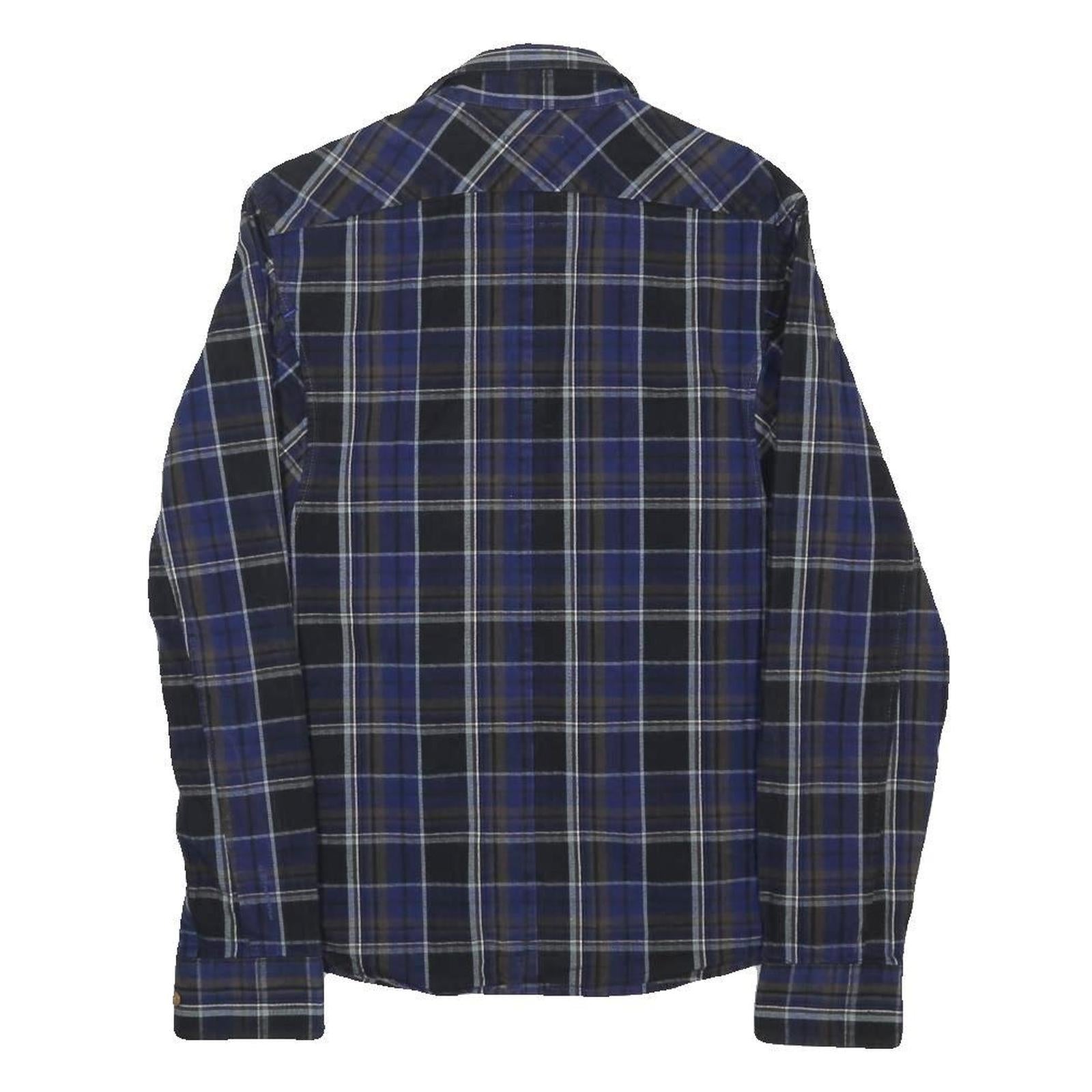 G-STAR Mens Blue & Black Check Shirt M Casual Cotton Long Sleeve Button
