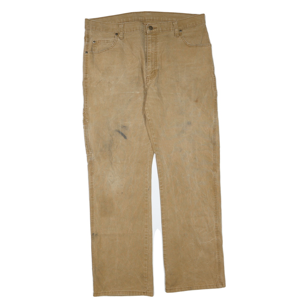 DICKIES Mens Regular Fit Jeans Beige Cotton Blend W36 L31 Workwear Zip Closure