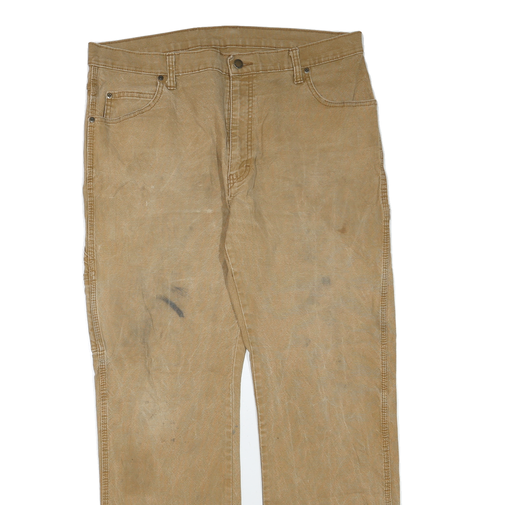 DICKIES Mens Regular Fit Jeans Beige Cotton Blend W36 L31 Workwear Zip Closure