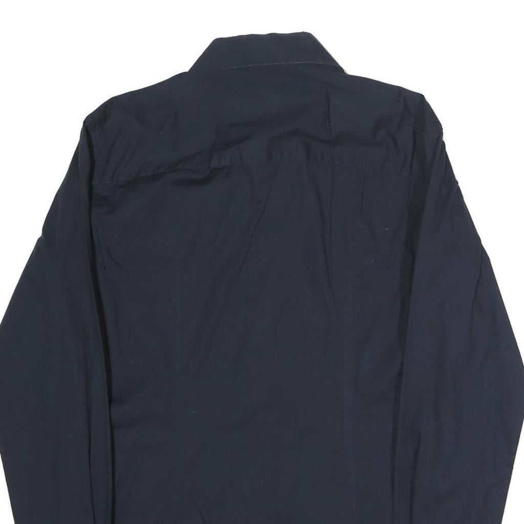 DANIELE ALESSANDRINI Mens Black Plain Shirt Long Sleeve Button Collar L