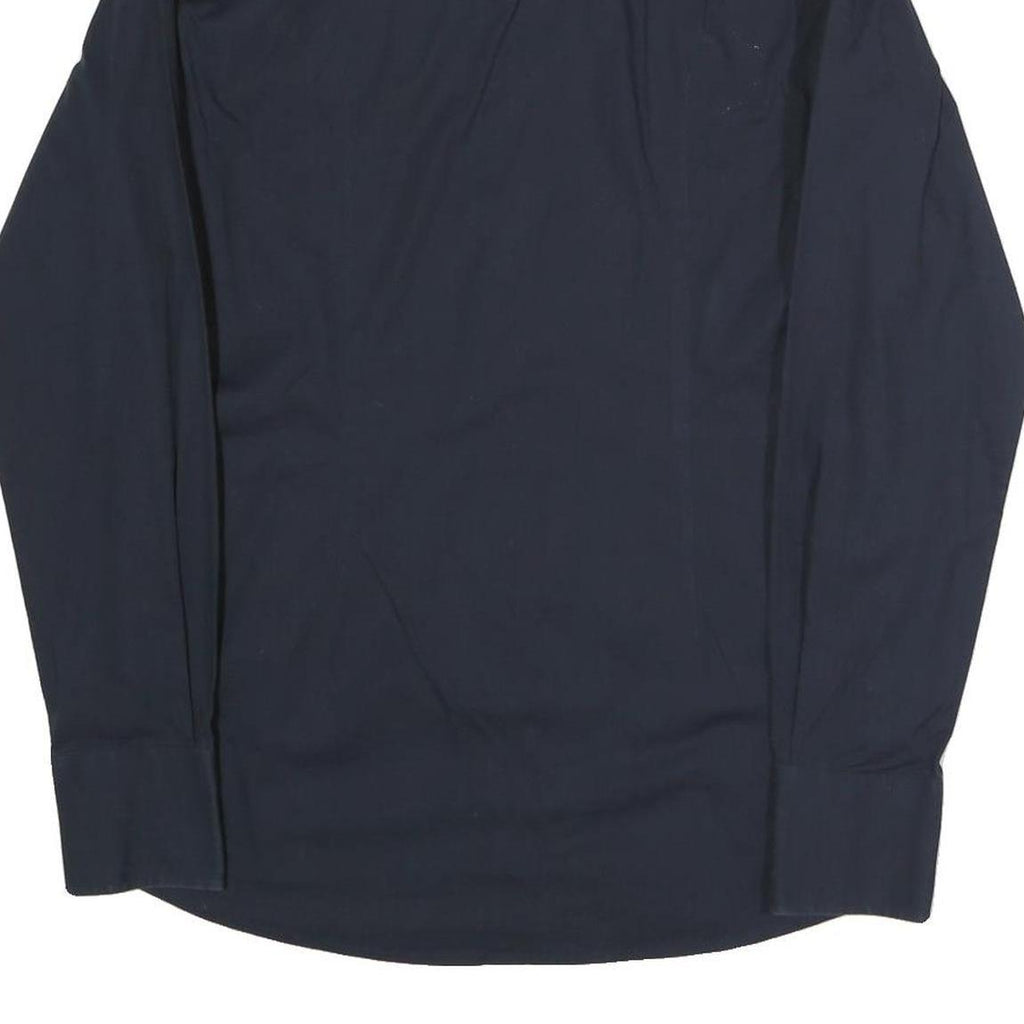 DANIELE ALESSANDRINI Mens Black Plain Shirt Long Sleeve Button Collar L