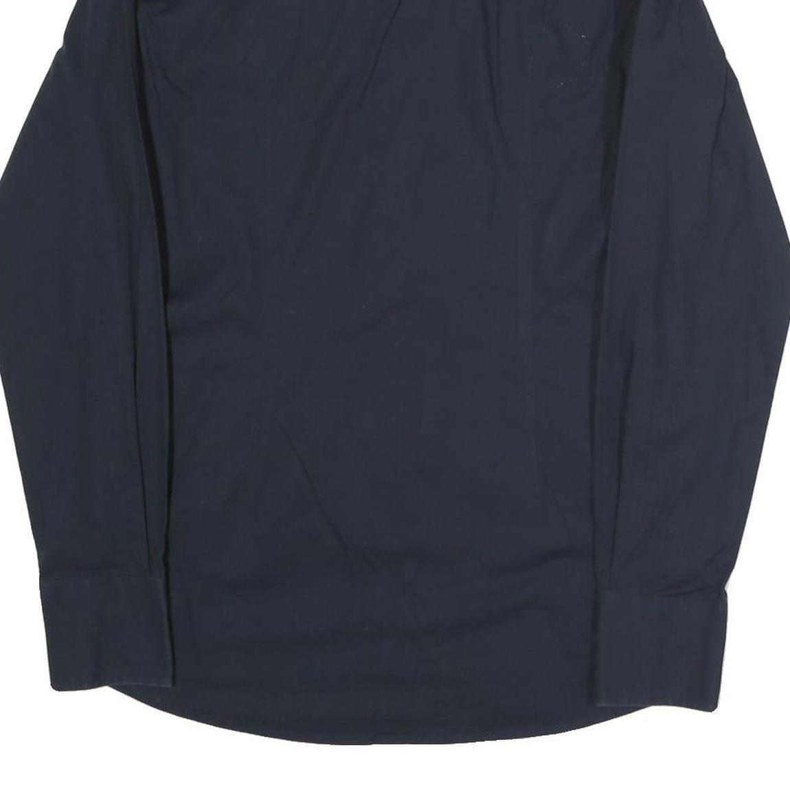 DANIELE ALESSANDRINI Mens Black Plain Shirt Long Sleeve Button Collar L