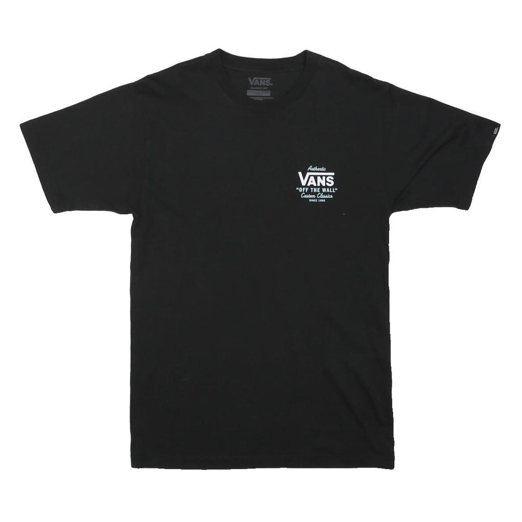 VANS Mens Black Classic Logo Print T-Shirt S Short Sleeve Crew Neck Cotton Blend