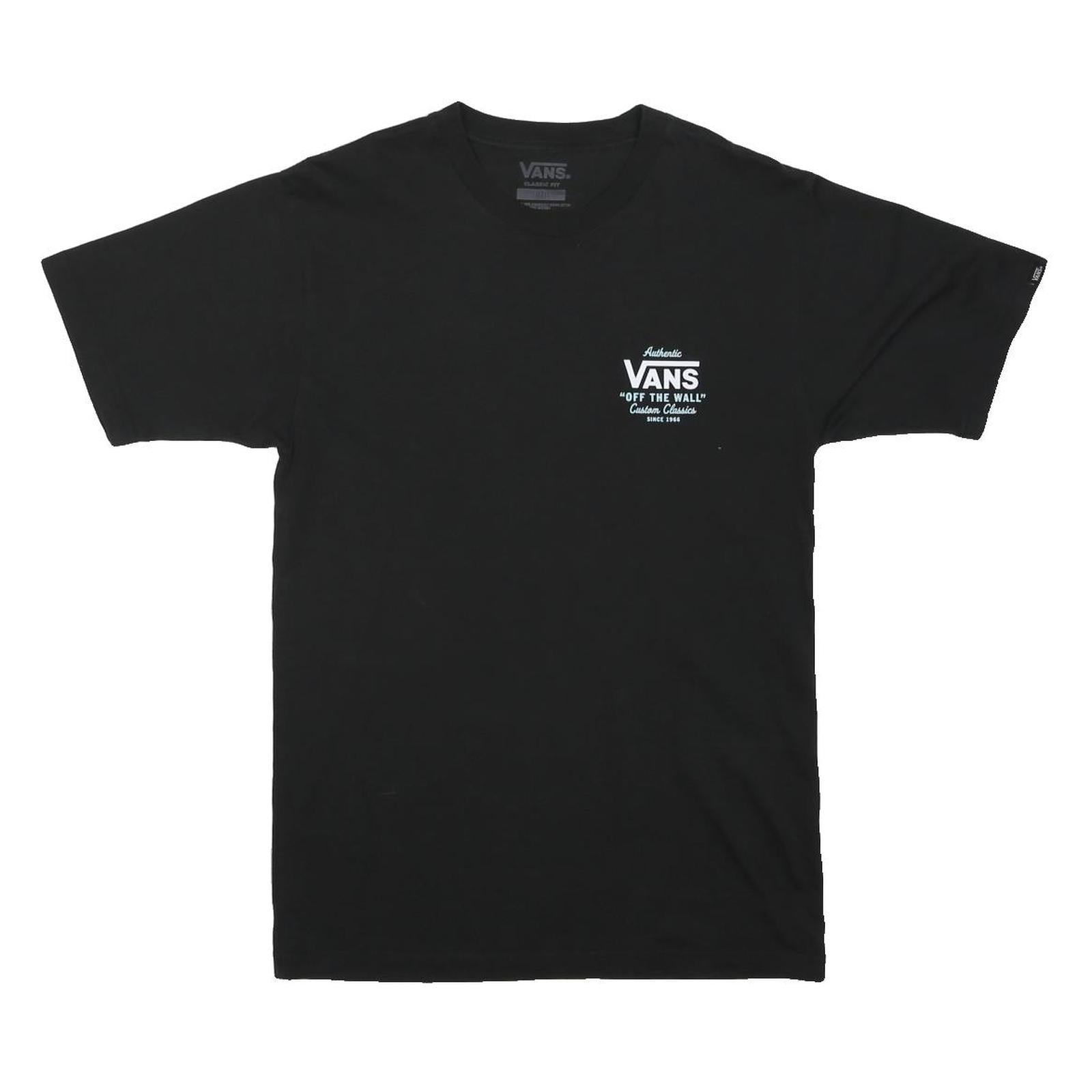 VANS Mens Black Classic Logo Print T-Shirt S Short Sleeve Crew Neck Cotton Blend