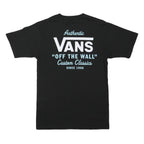 VANS Mens Black Classic Logo Print T-Shirt S Short Sleeve Crew Neck Cotton Blend