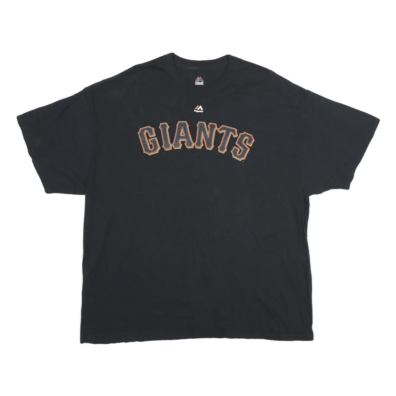 MAJESTIC Mens Black Giants Graphic T-Shirt 2XL Short Sleeve Crew Neck