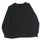 LAURA SCOTT Womens Black Embroidered Blouse Long Sleeve Round Neck L Elegant Top