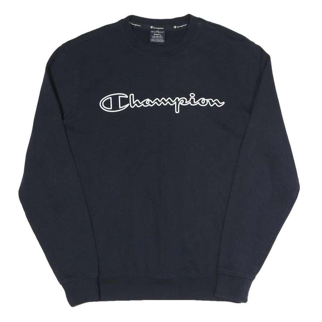 CHAMPION Mens Black Cotton Blend Crew Neck Sweatshirt S Branded Casual