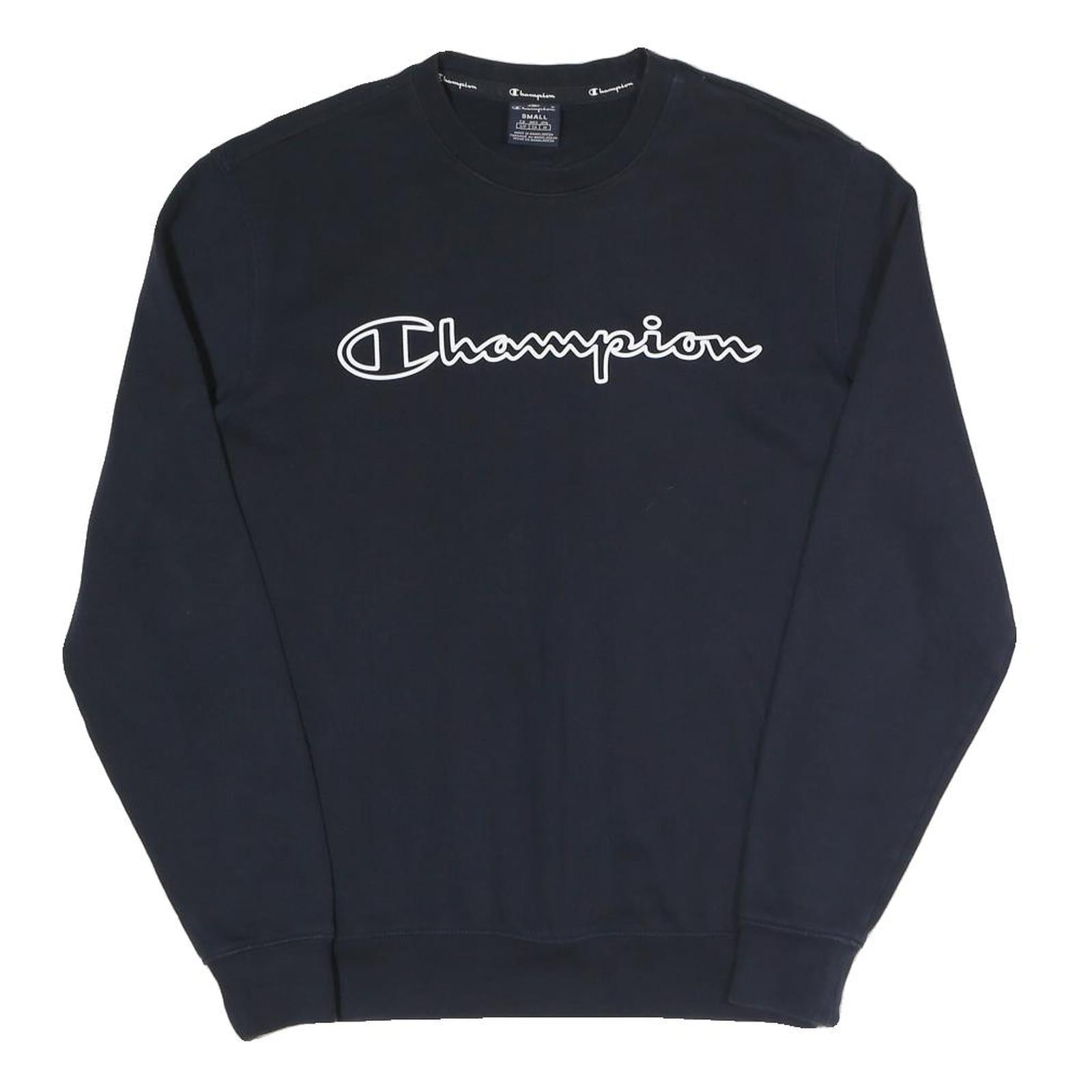 CHAMPION Mens Black Cotton Blend Crew Neck Sweatshirt S Branded Casual