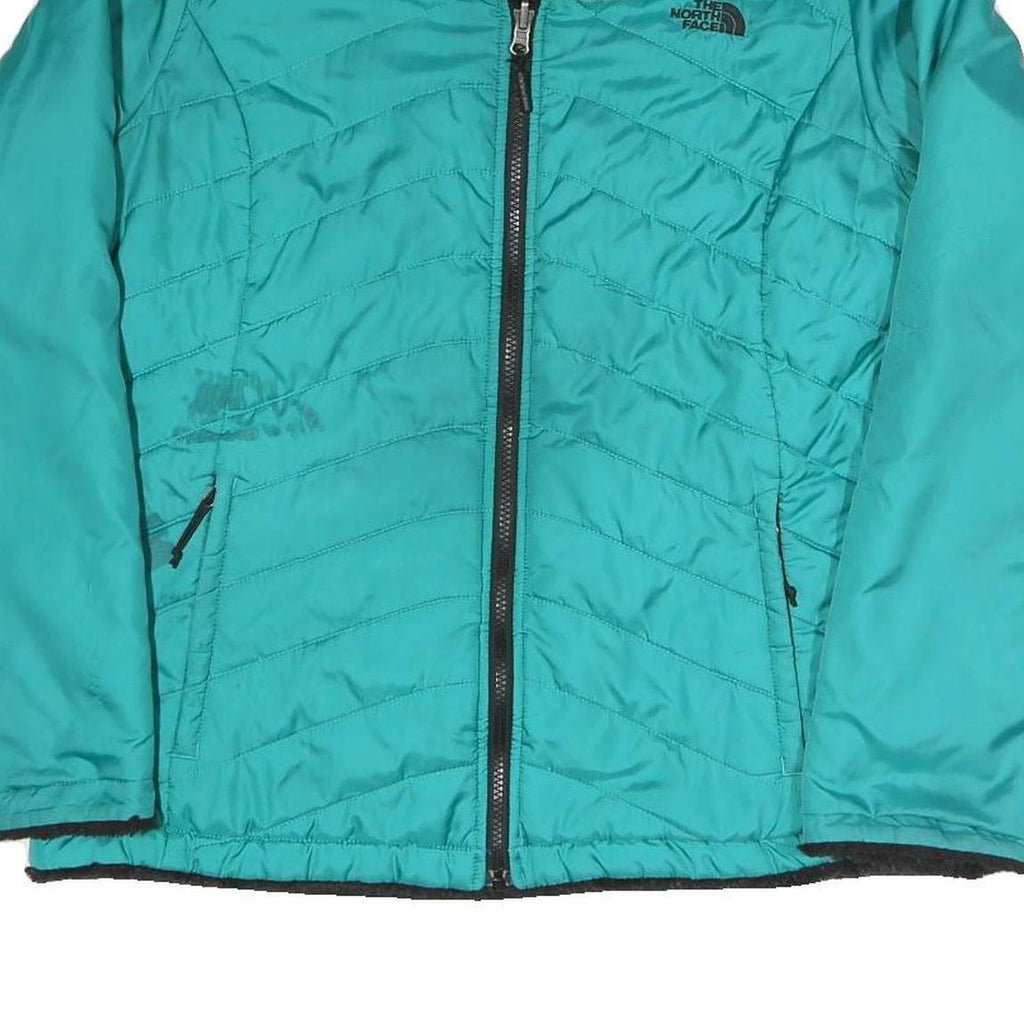 THE NORTH FACE Womens Blue & Black Outdoor Jacket L Polyester Blend Woven Plain