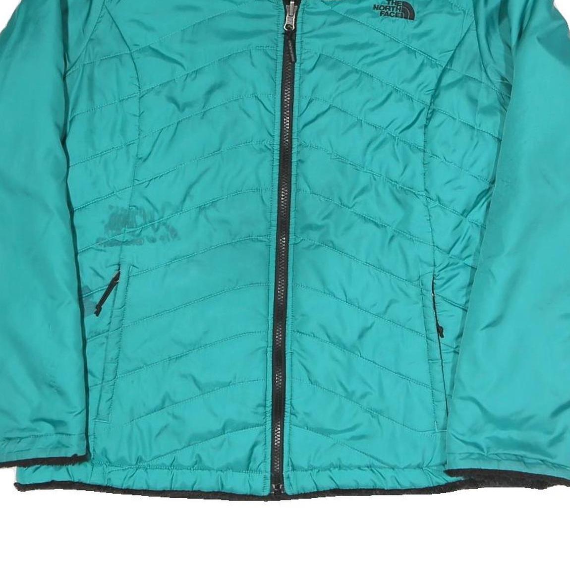 THE NORTH FACE Womens Blue & Black Outdoor Jacket L Polyester Blend Woven Plain