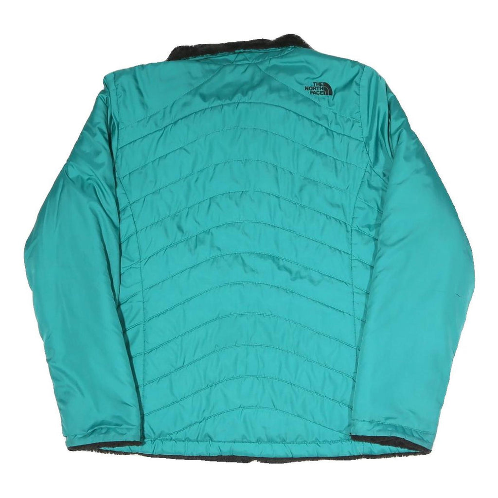 THE NORTH FACE Womens Blue & Black Outdoor Jacket L Polyester Blend Woven Plain