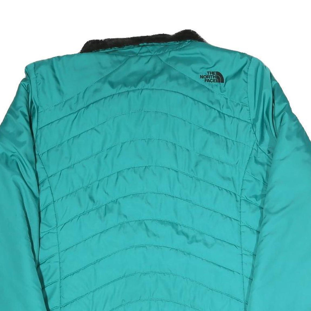 THE NORTH FACE Womens Blue & Black Outdoor Jacket L Polyester Blend Woven Plain