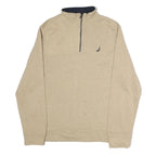 NAUTICA Mens Beige Half Zip Sweatshirt L Cotton Pullover Casual