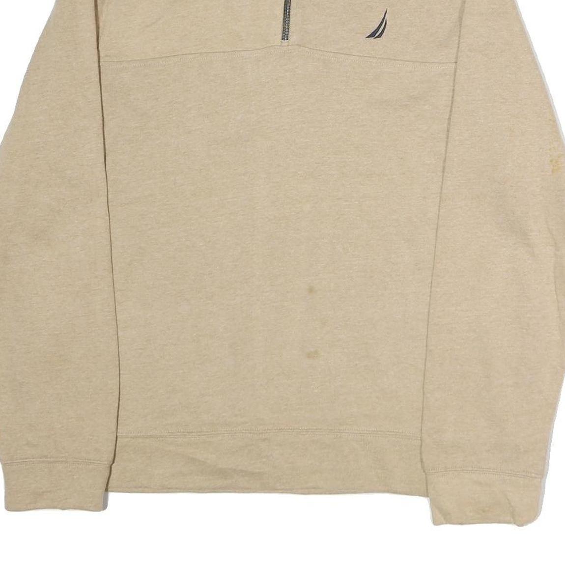 NAUTICA Mens Beige Half Zip Sweatshirt L Cotton Pullover Casual