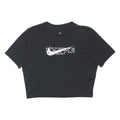 NIKE Womens Black Graphic Crop T-Shirt L Short Sleeve Crew Neck Cotton Blend