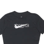 NIKE Womens Black Graphic Crop T-Shirt L Short Sleeve Crew Neck Cotton Blend