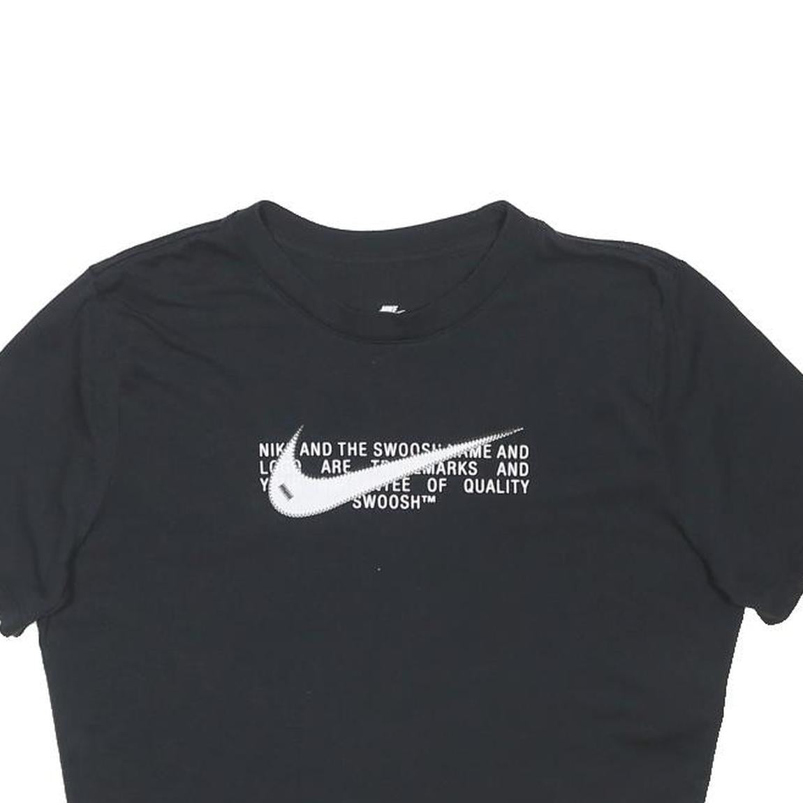 NIKE Womens Black Graphic Crop T-Shirt L Short Sleeve Crew Neck Cotton Blend