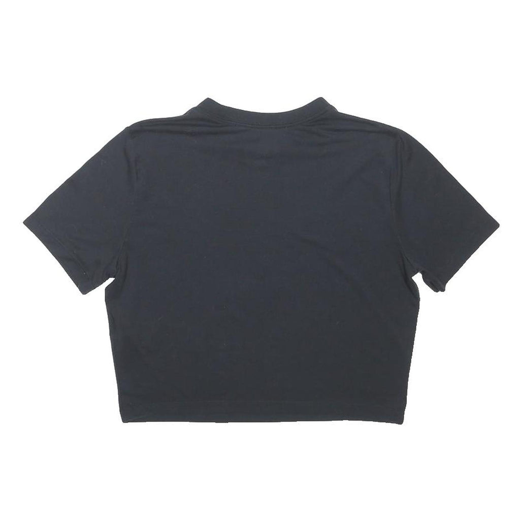 NIKE Womens Black Graphic Crop T-Shirt L Short Sleeve Crew Neck Cotton Blend